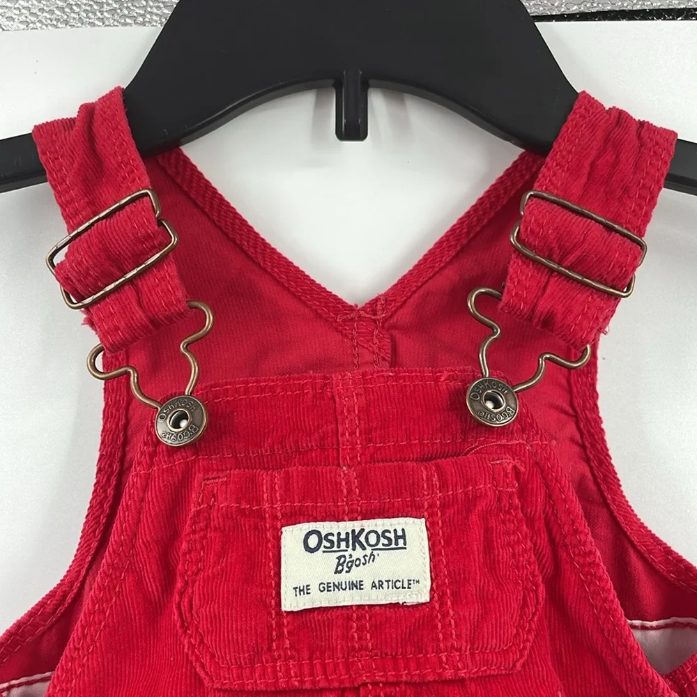OshKosh B’Gosh Red Corduroy Jumper Overall Dress Size 3M
